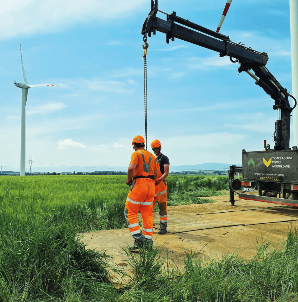 Budowa drogi tymczasowej na farmie wiatrowej