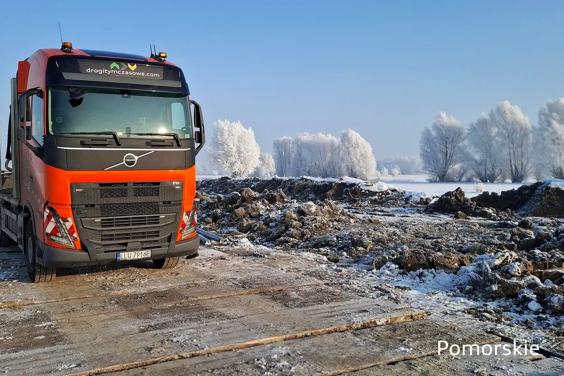 dojazd na budowę zimą